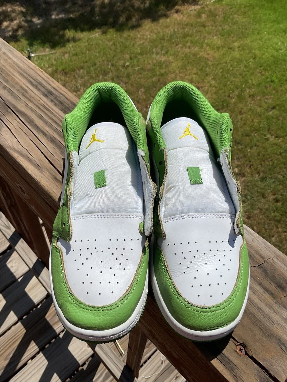 Air Jordan 1 Low SE GS HF4779-100 Green White Chlorophyll Boys Sneakers 6.5Y